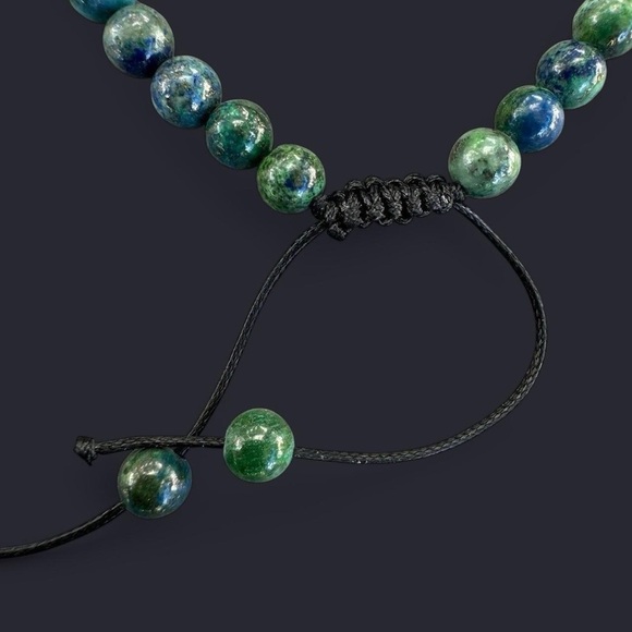 Azurite Adjustable Gemstone Bead Bracelet 6mm - Picture 3 of 5